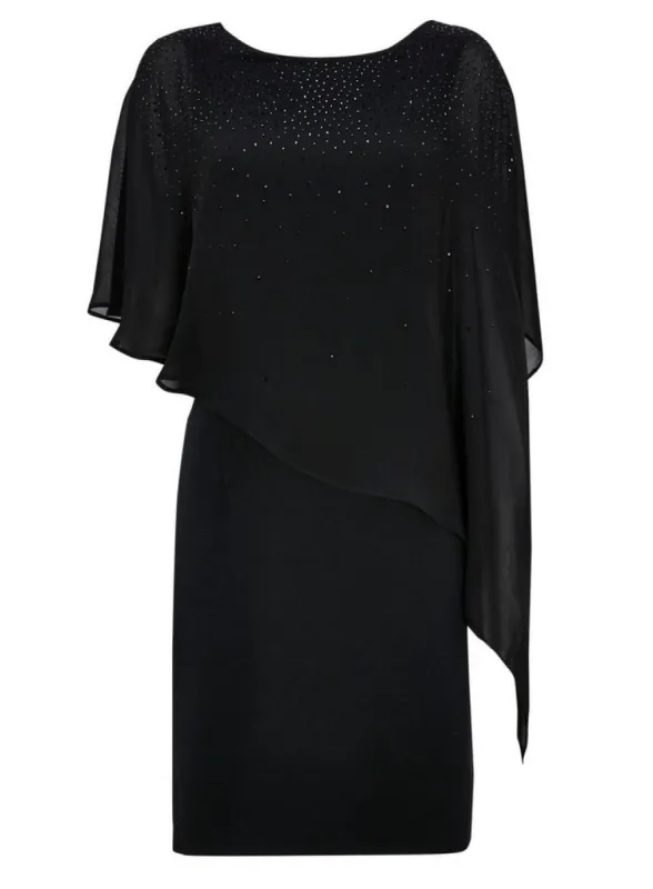 Ex Wallis Black Round Neck Embellished Overlay Dress sold by Your Style Outlet