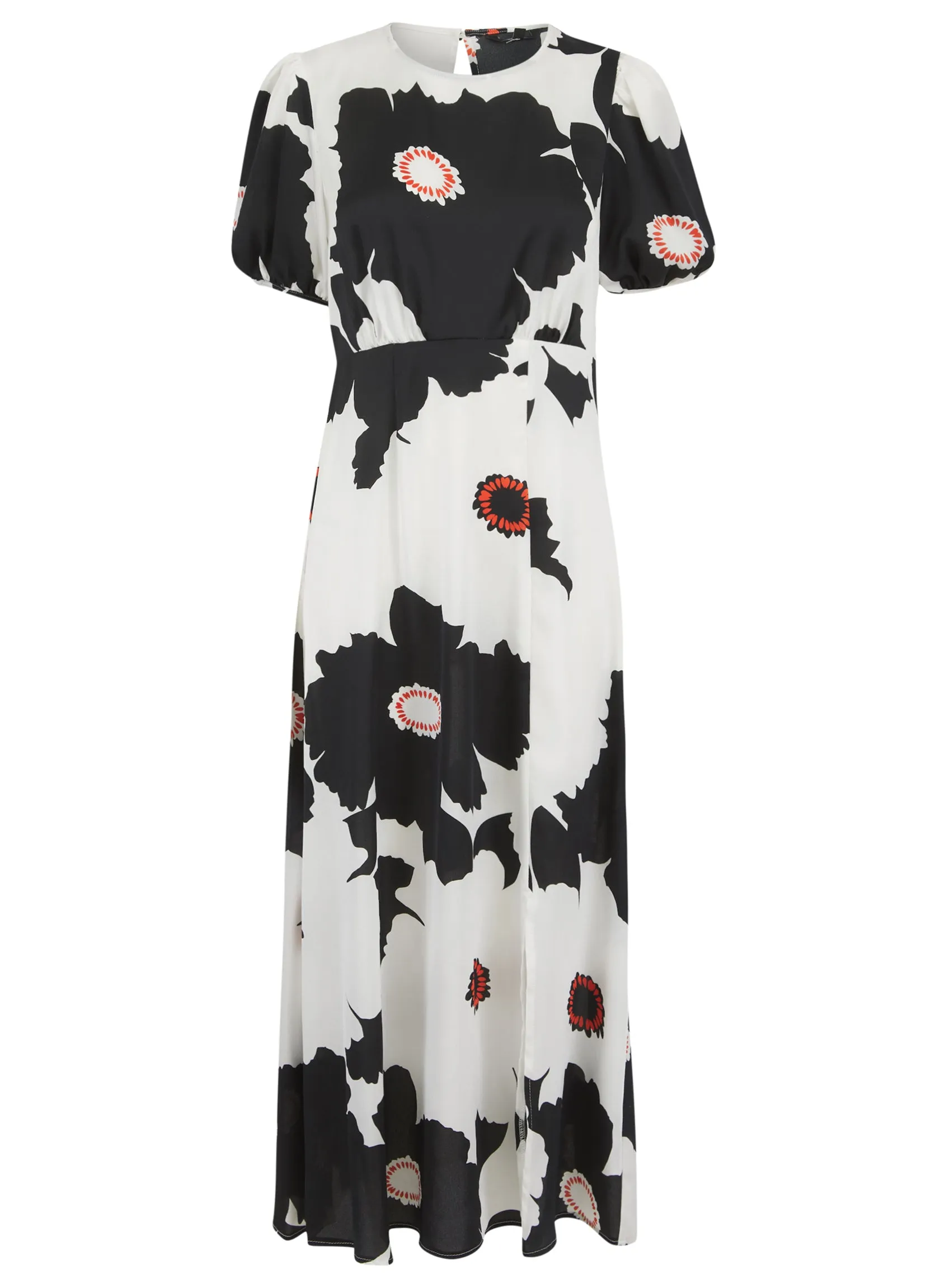 Ex Peacocks Floral Print Black / White Satin Dress sold by Your Style Outlet