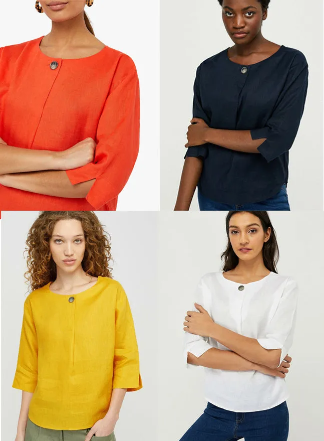 Ex Monsoon Scarlet Linen Top With Button Detail sold by Your Style Outlet