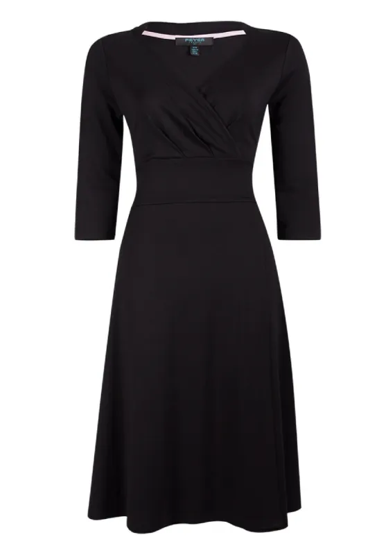 Ex Fever London Andrea Wrap Occasion Dress In Black & Navy sold by Your Style Outlet