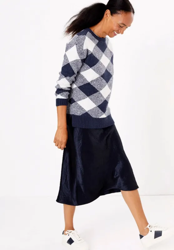 Ex Famous Store Checked Relaxed Fit Diamond Argyl Jumper Blue sold by Your Style Outlet