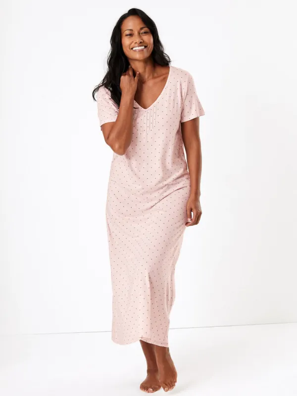 Ex Famous Store Cool Comfort Cotton Modal Spot Print Nightdress sold by Your Style Outlet