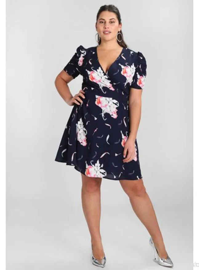 Ex Second Script Curve Ruched Sleeve Tea Dress sold by Your Style Outlet product image thumbnail 2