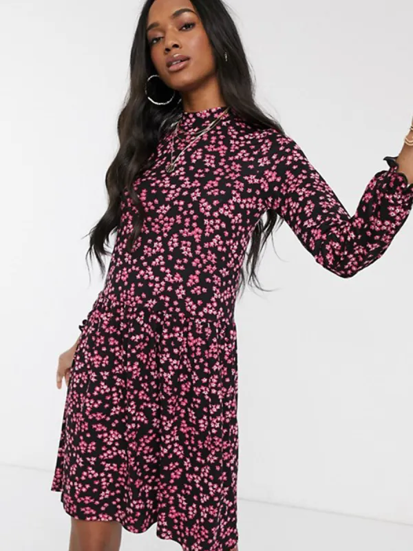Ditsy Floral Print Tiered Dress in Pink sold by Your Style Outlet