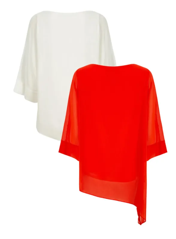 Ex Wallis Layered Relaxed Asymmetric Hem Overlay Blouse Top sold by Your Style Outlet