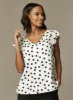 Ex Wallis Monochrome Polka Dot Frill Sleeve Blouse sold by Your Style Outlet