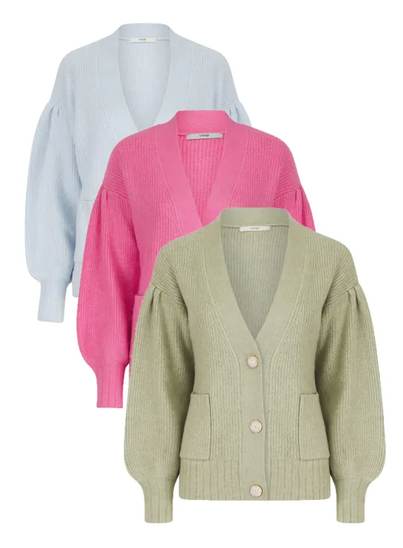 Ladies Diamante Button Pocket Front Cardigan made by Your Style Outlet