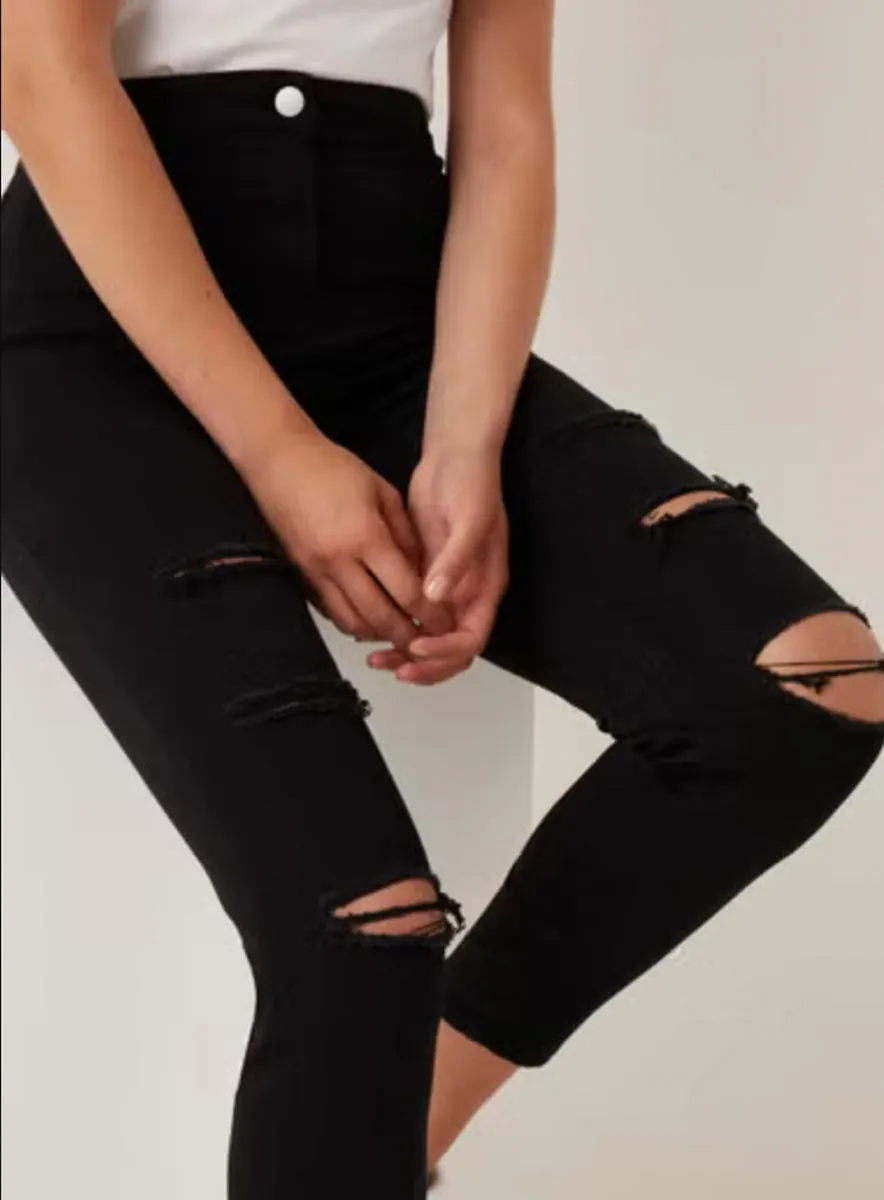 Ladies Jessie Black High Waisted Ripped Jeans Jeggings sold by Your Style Outlet product image thumbnail 2