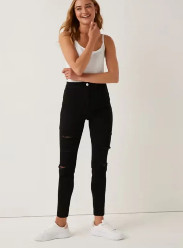 Ladies Jessie Black High Waisted Ripped Jeans Jeggings sold by Your Style Outlet