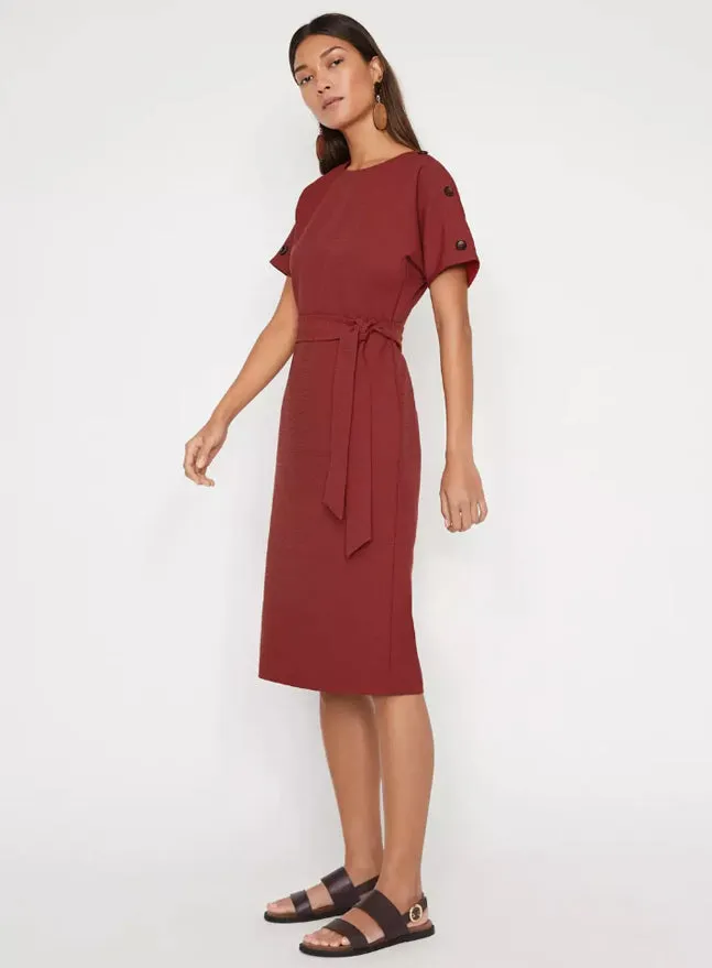 Ex Warehouse Rust Tie Waist Textured Crinkle Dress sold by Your Style Outlet product image thumbnail 3