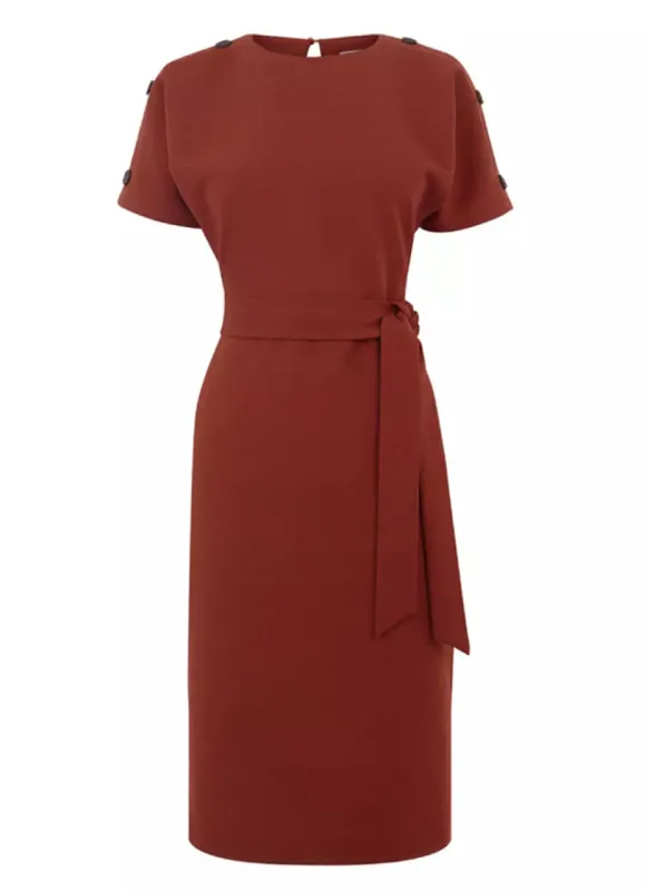 Ex Warehouse Rust Tie Waist Textured Crinkle Dress sold by Your Style Outlet