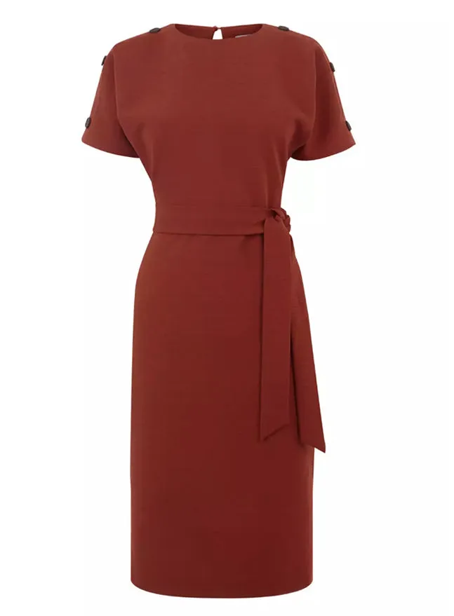 Ex Warehouse Rust Tie Waist Textured Crinkle Dress sold by Your Style Outlet