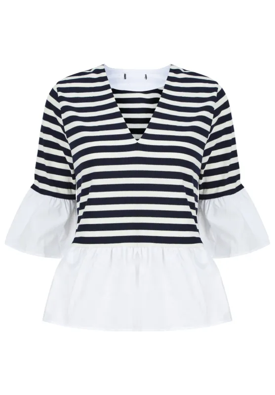 Ex Famous Store Striped Mock Shirt Top sold by Your Style Outlet