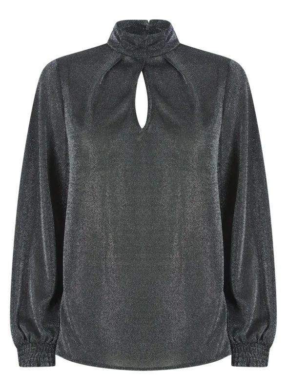 Ladies Sparkle Festive Glitter Long Sleeve Turtleneck Blouse Top sold by Your Style Outlet