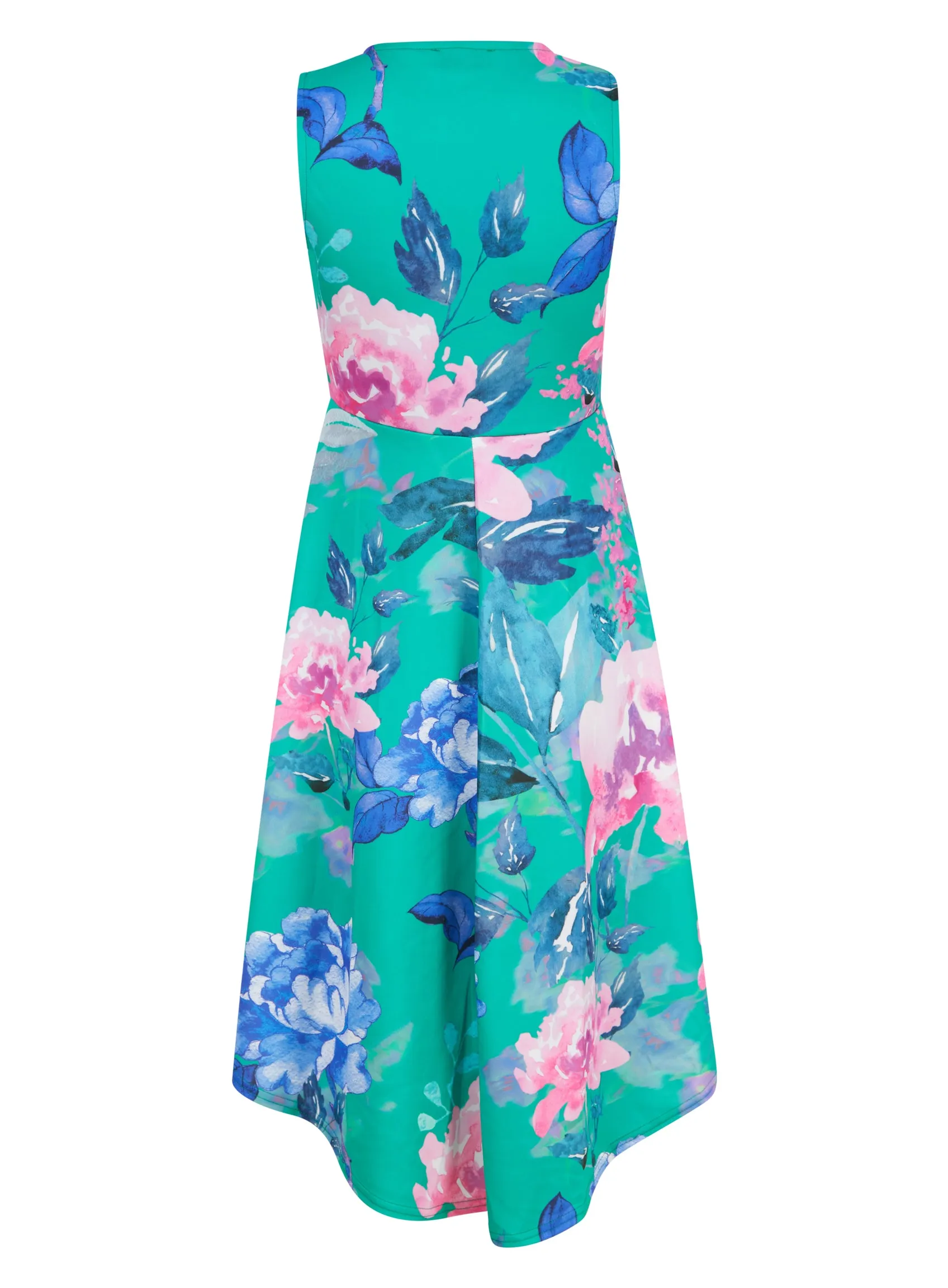 Ex Quiz Jade Green Floral Print V neck Dipped Hem Occasion Dress sold by Your Style Outlet product image thumbnail 3
