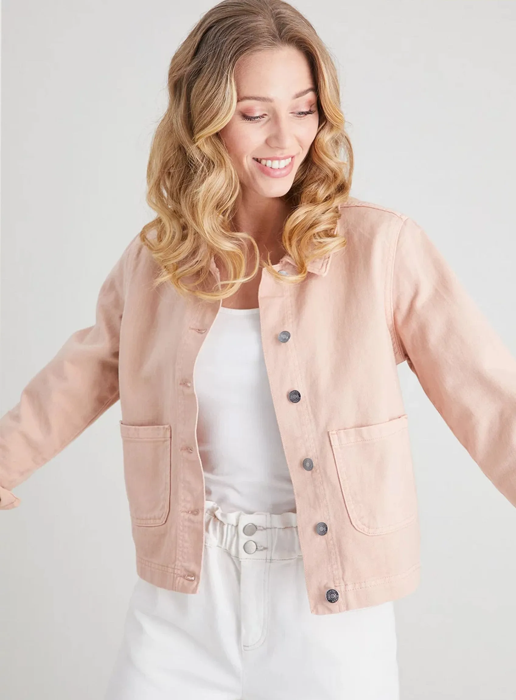 Ladies Ex Store Off Pink Twill Denim Jacket sold by Your Style Outlet