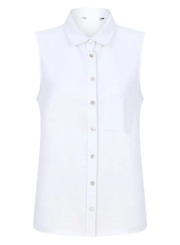 Ex Chainstore White Linen Blend Sleeveless Shirt Blouse sold by Your Style Outlet