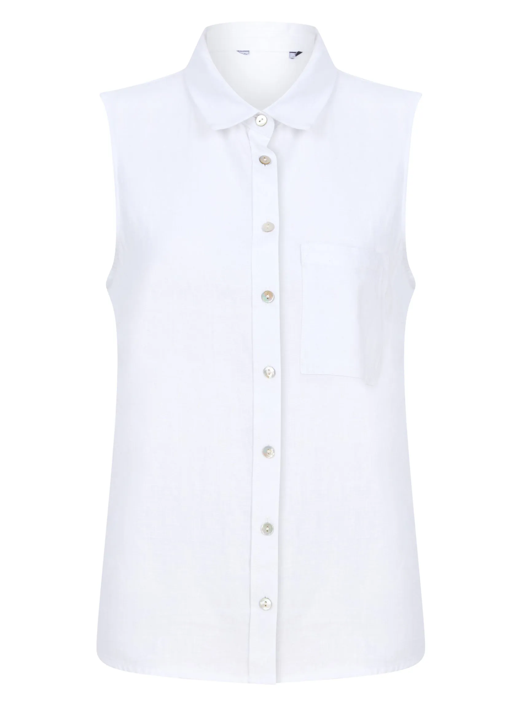 Ex Chainstore White Linen Blend Sleeveless Shirt Blouse sold by Your Style Outlet