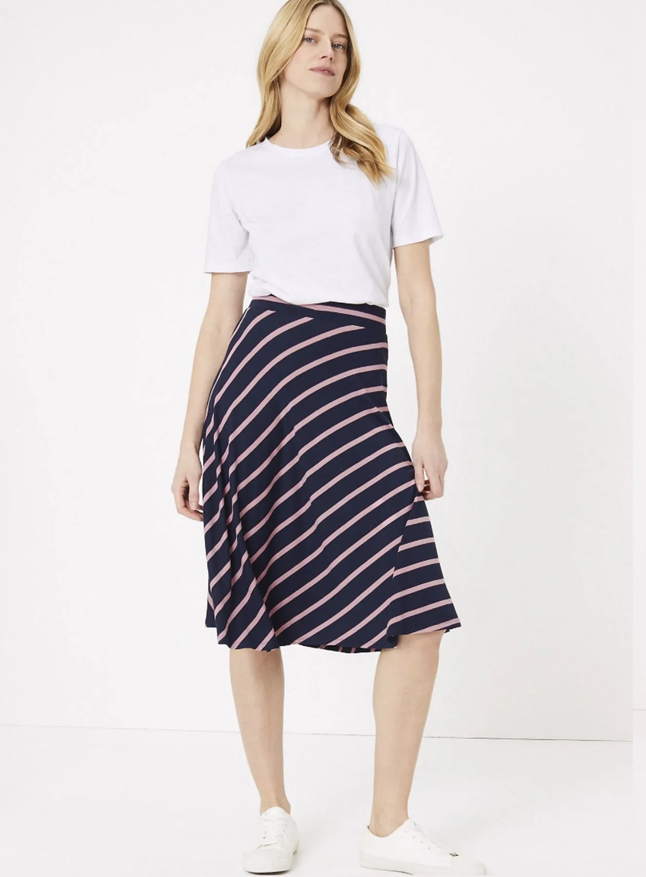 Ex Famous Store Collection Jersey Striped Midi Skater Skirt Sizes 8-24 sold by Your Style Outlet product image thumbnail 3