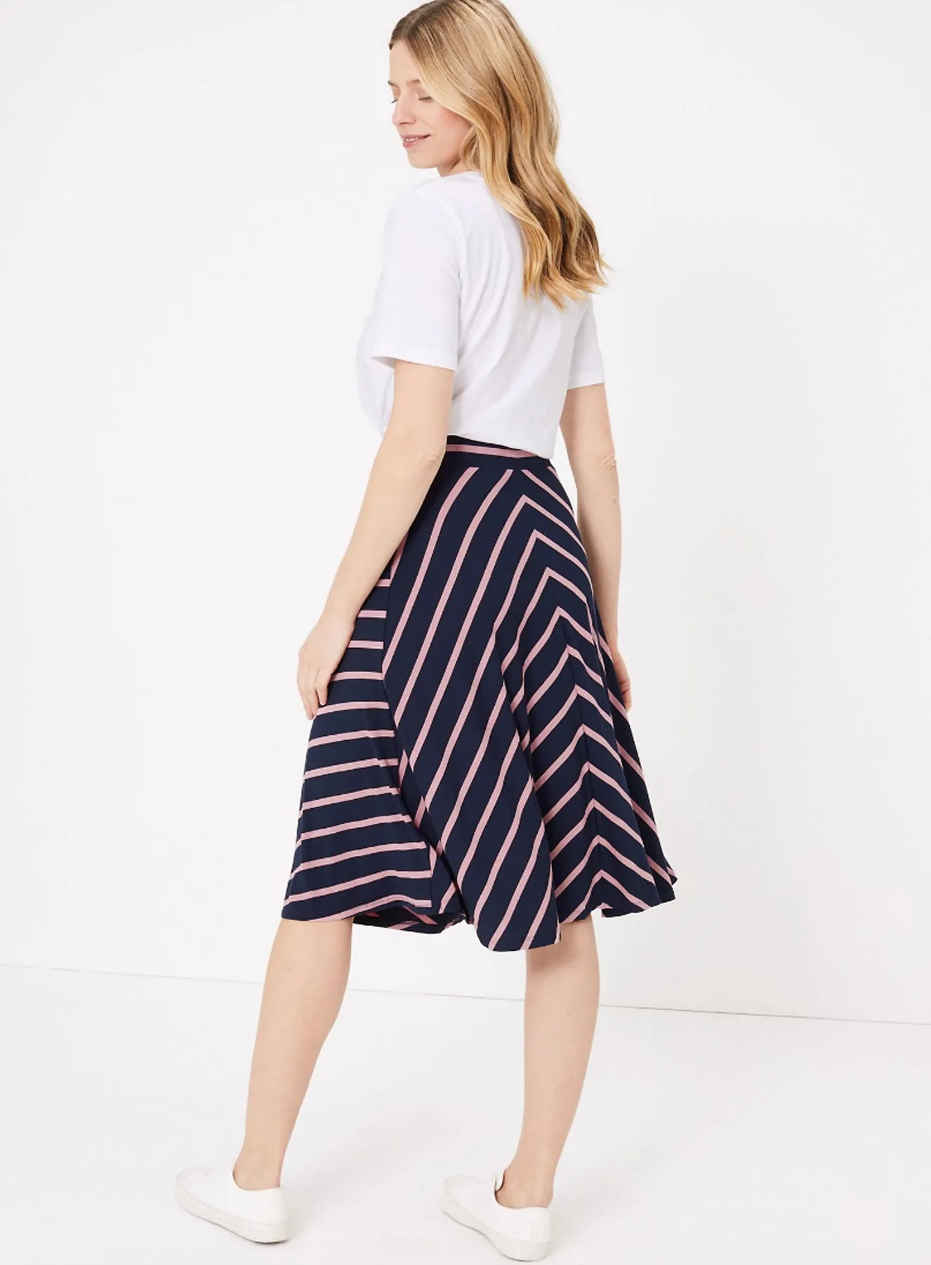 Ex Famous Store Collection Jersey Striped Midi Skater Skirt Sizes 8-24 sold by Your Style Outlet