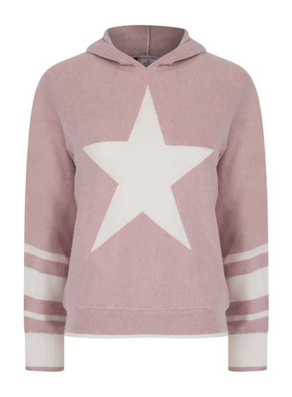 Ladies Pink Star Print Hooded Lightweight Jumper Top sold by Your Style Outlet