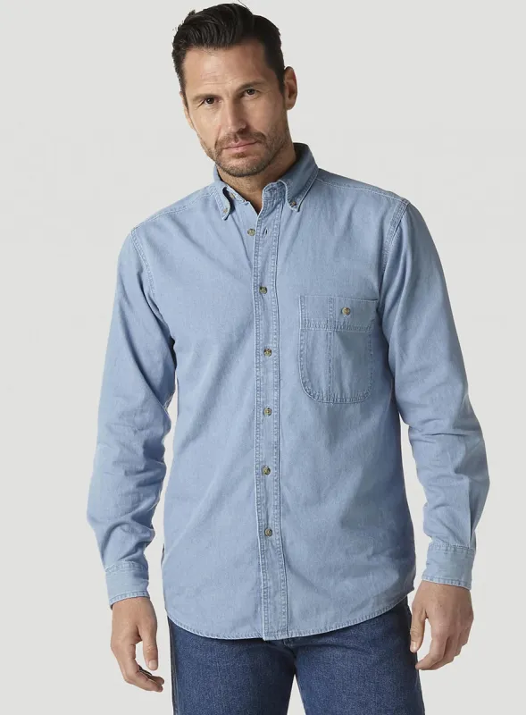 Ex Wrangler Mens Rugged Blue Denim Shirt sold by Your Style Outlet