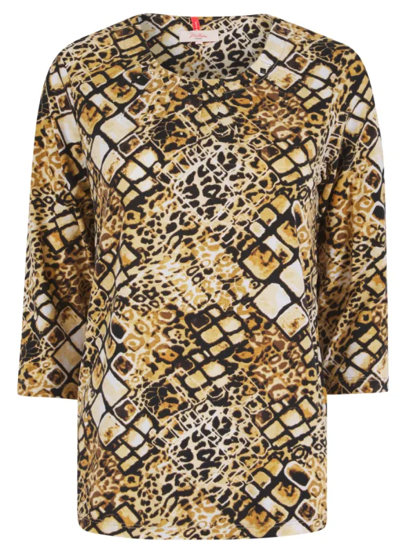 Millers Ladies Leopard Print 3/4 Sleeve Jersey Stretch Top sold by Your Style Outlet