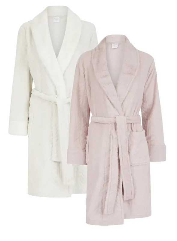 Ladies Slumber Party Cosy Super Soft Pink Knee Length Dressing Gown sold by Your Style Outlet