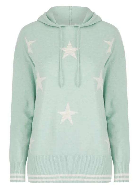 Ex F&F Mint Star Print Hooded Lightweight Jumper Top sold by Your Style Outlet