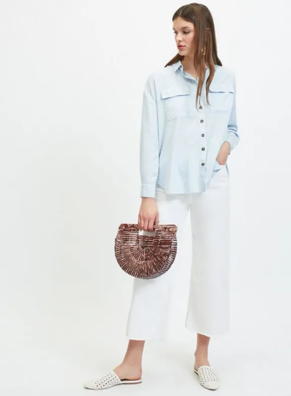 Ex Miss Selfridge Long Sleeve Blue Utility Shirt Blouse sold by Your Style Outlet