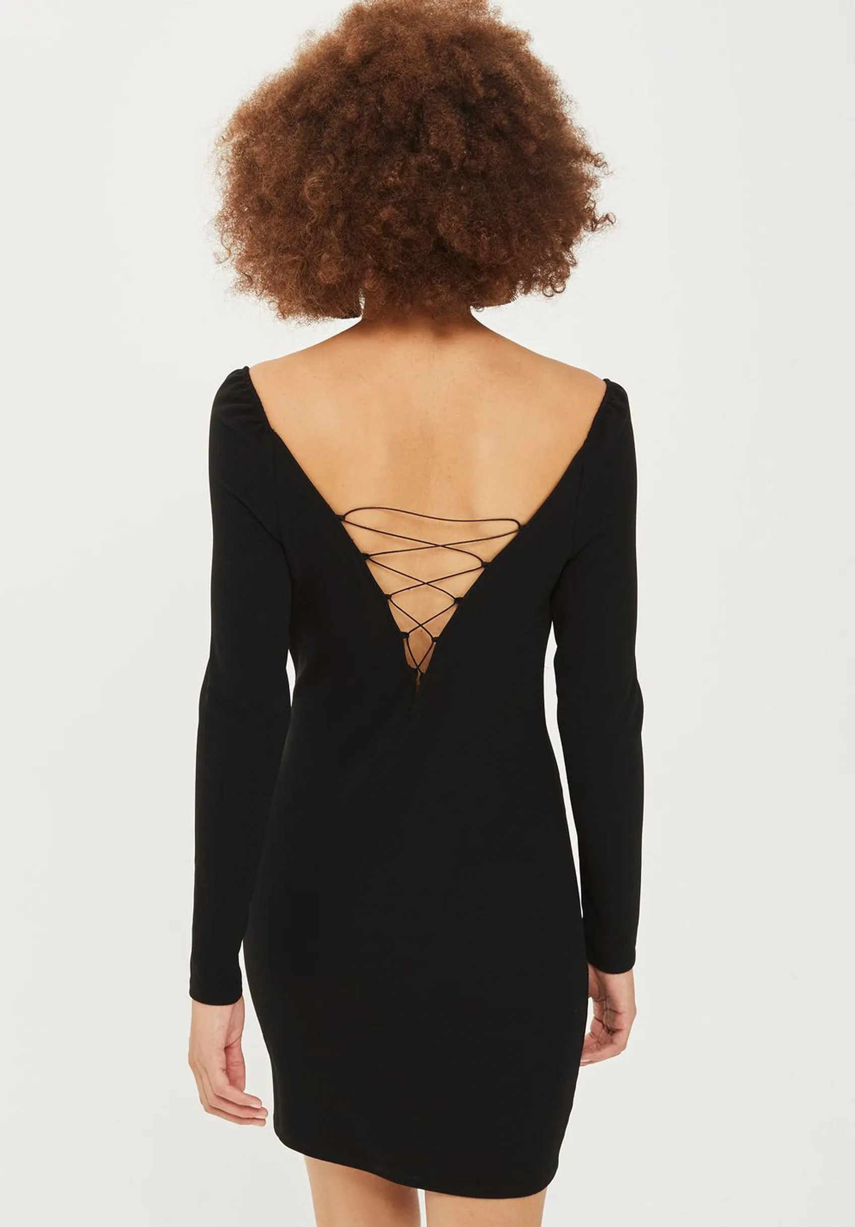 Ladies Plunge Lace Up Mini Bodycon Dress sold by Your Style Outlet product image thumbnail 3