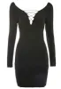 Ladies Plunge Lace Up Mini Bodycon Dress sold by Your Style Outlet