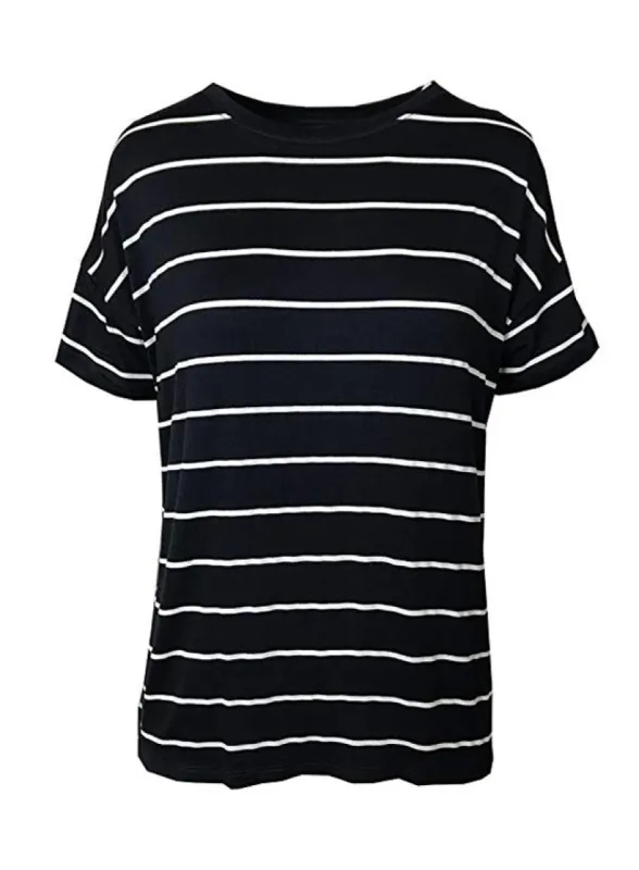 Ex Famous Store Relaxed Fit Nautical Navy & White Striped T-Shirt sold by Your Style Outlet