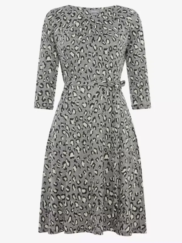 Ex Principles Grey Leopard Jacquard Wrap Knee Length Dress sold by Your Style Outlet