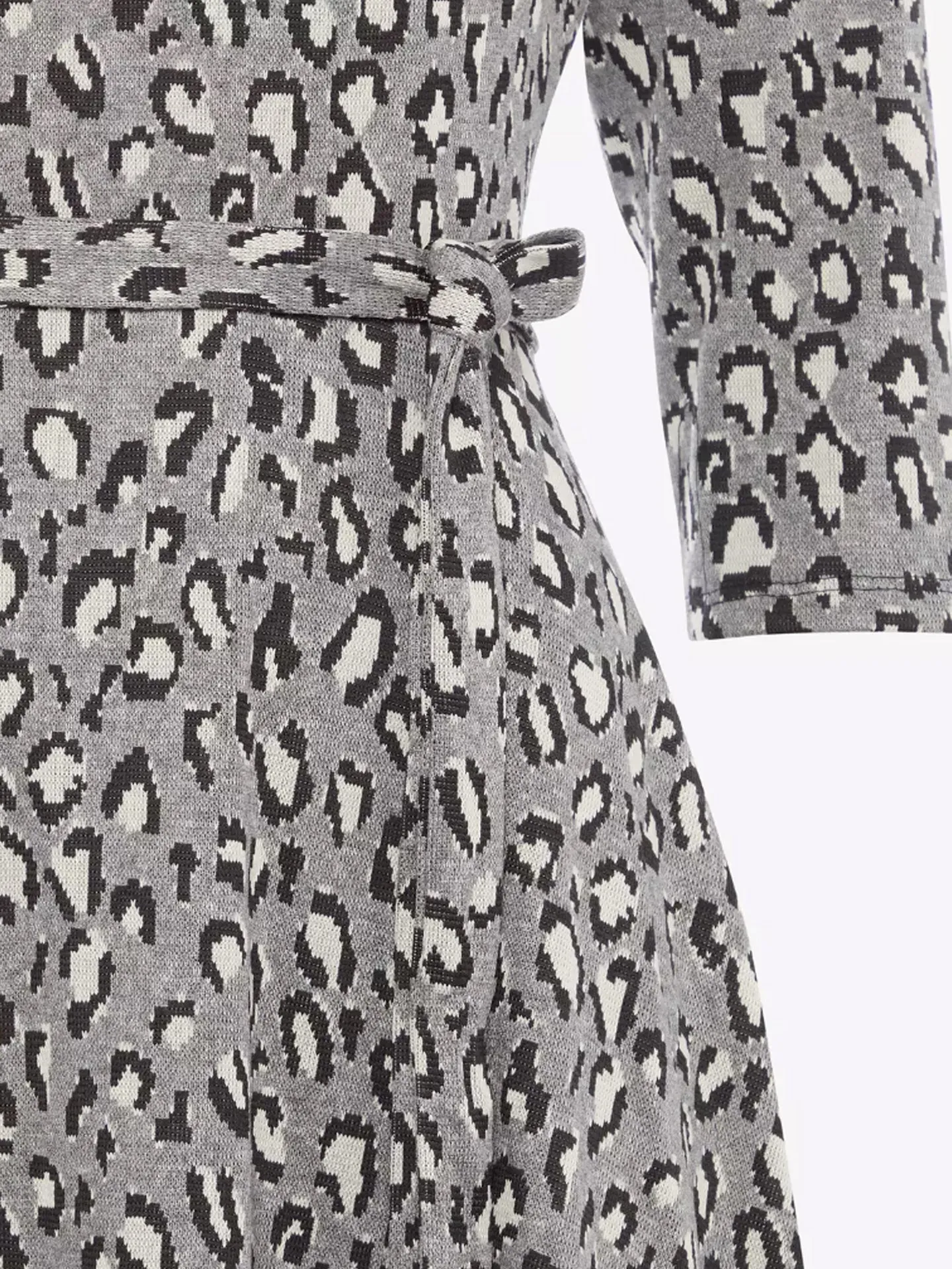 Ex Principles Grey Leopard Jacquard Wrap Knee Length Dress sold by Your Style Outlet product image thumbnail 3