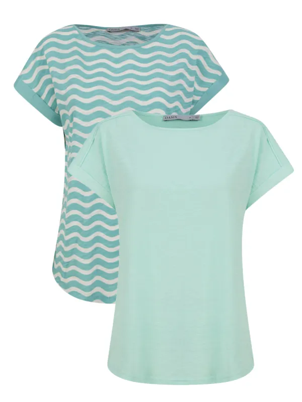 Ex Oasis Short Sleeve T-shirt Top in Plain & Stripe sold by Your Style Outlet