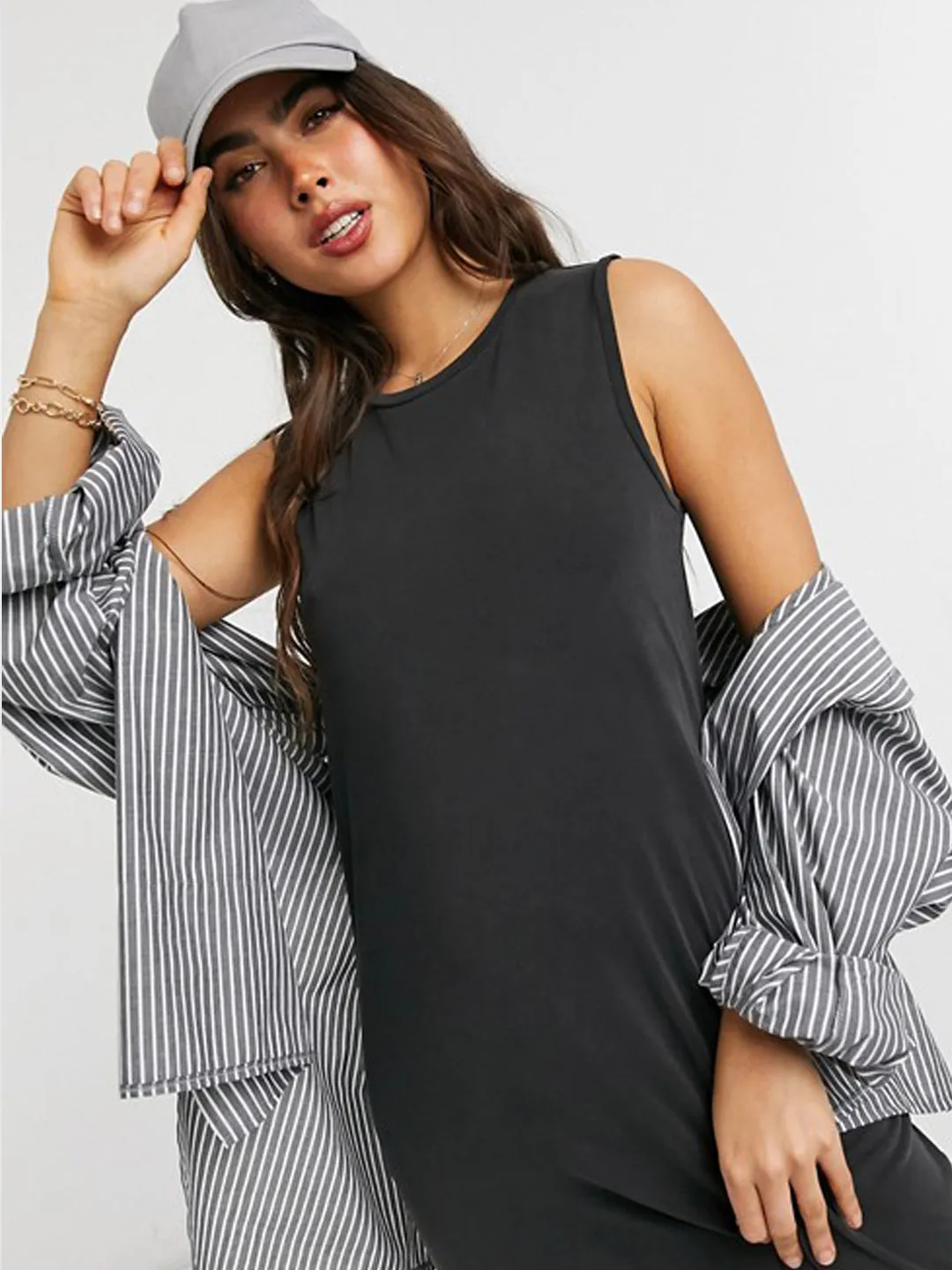 Sleeveless Modal Column Midi Dress in Black sold by Your Style Outlet product image thumbnail 2