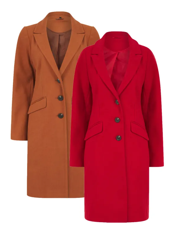 Ladies Lined Button Up Long Sleeve Jacket Coat sold by Your Style Outlet
