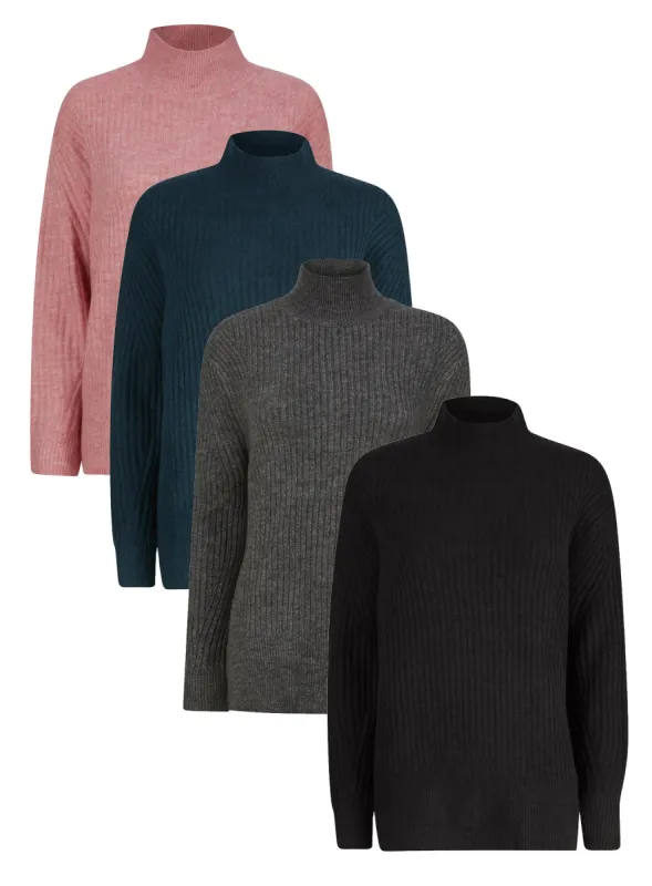 Ladies Ribbed Turtleneck Roll Neck Jumper sold by Your Style Outlet