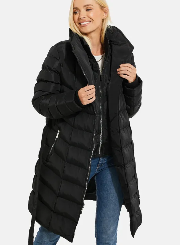 Threadbare Tess Mock Layer Padded Puffer Jacket With Tie Waist sold by Your Style Outlet