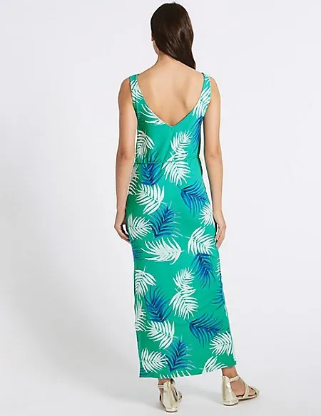 Ex Famous Store Collection Green Palm Print Slip Maxi Dress sold by Your Style Outlet product image thumbnail 3