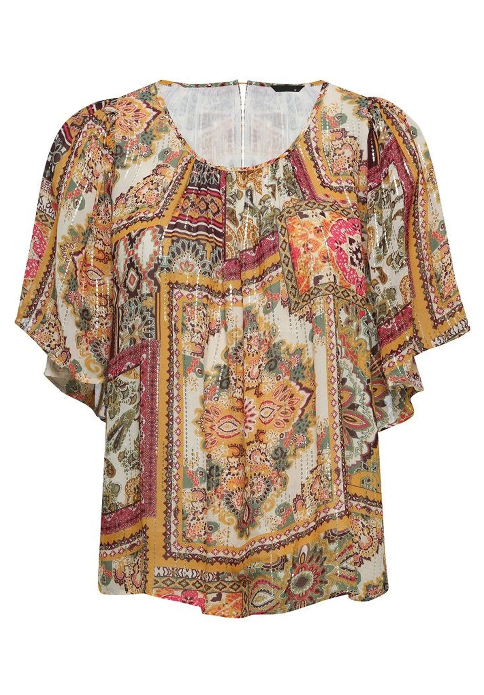Ex M&CO Abstract Patchwork Gold Fleck Paisley Top Blouse sold by Your Style Outlet product image thumbnail 2