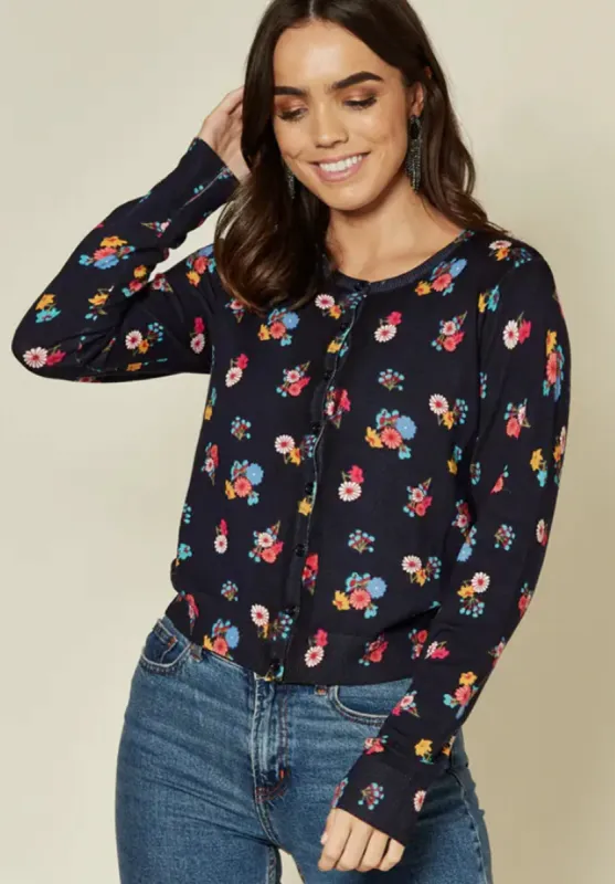 Ex Fever London Ladies Ditsy Floral Cardigan Navy Multi sold by Your Style Outlet