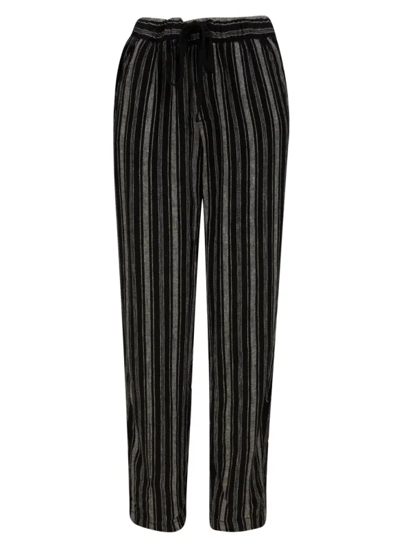 Ladies Black White Striped Linen Blend Trouser Pant sold by Your Style Outlet