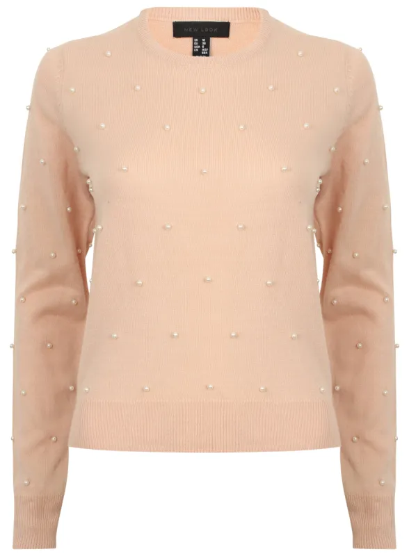 Ex Chainstore Pearl Stud Embellished Longsleeve Knitwear Jumper Size 6-18 sold by Your Style Outlet