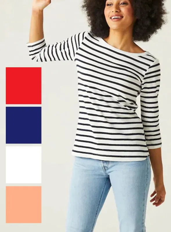 Ex Regatta Ladies Bayletta 3/4 Sleeve Stripe Top sold by Your Style Outlet