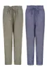 Ladies Linen Blend Straight Leg Trouser In Olive & Blue sold by Your Style Outlet