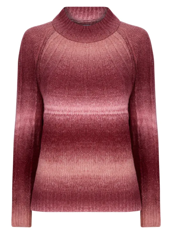 Ladies Stripe Pink Knitwear Cozy Turtle Neck Jumper sold by Your Style Outlet