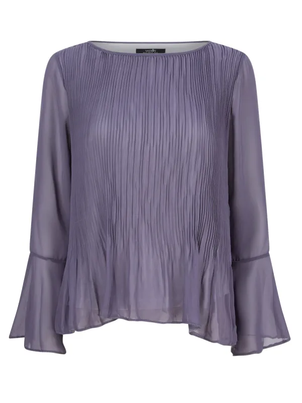 Ex Wallis Mauve Lilac Pleated Long Sleeve Blouse sold by Your Style Outlet