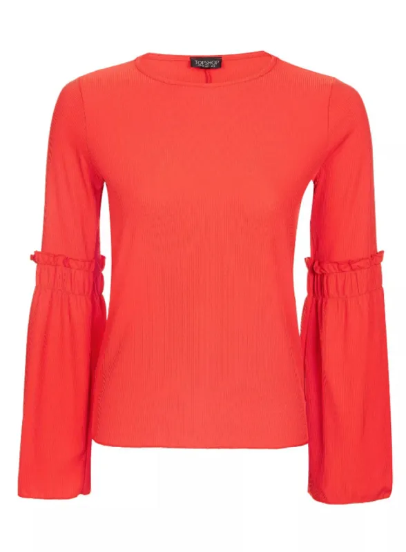 Ex Topshop Rib Trumpet Sleeve Top sold by Your Style Outlet